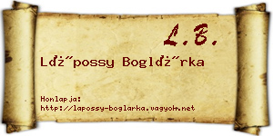 Lápossy Boglárka névjegykártya